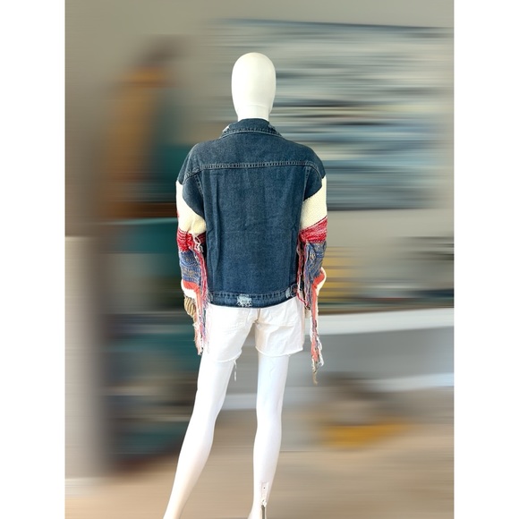 Denim crochet sleeve Jean jacket S M L - Picture 9 of 9